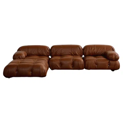 Pre-owned B & B Italia Mario Bellini “camaleonda” Sofa For B&b Italia, Cognac Leather, 1970, Set Of 4 In Brown