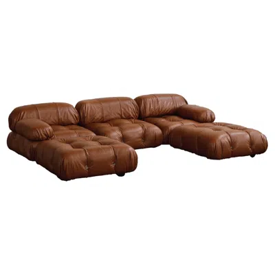 Pre-owned B & B Italia Mario Bellini "camaleonda" Sofa For B&b Italia, Cognac Leather, 1970, Set Of 5 In Brown