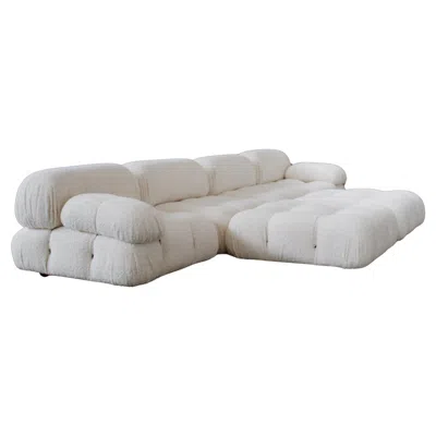 Pre-owned B & B Italia Mario Bellini "camaleonda" Sofa For B&b Italia, Ivory Bouclé, 1970, Set Of 6 In White