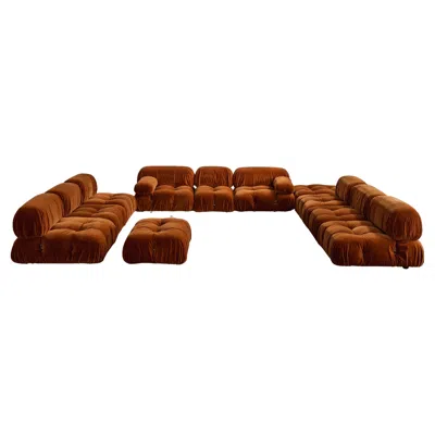 Pre-owned B & B Italia Mario Bellini “camaleonda” Sofa For B&b Italia, Rust Brown, 1970, Set Of 11