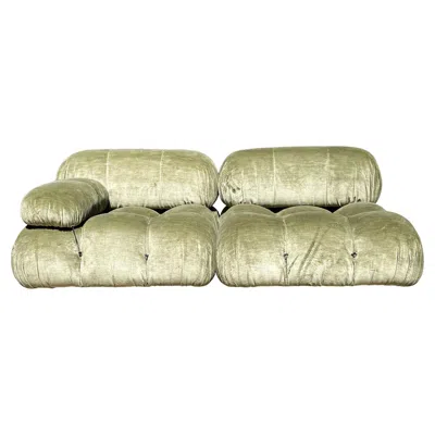 Pre-owned B & B Italia Mario Bellini Green Linen Velvet Camaleonda Sofa For B&b Italia, 1972, Set Of 2