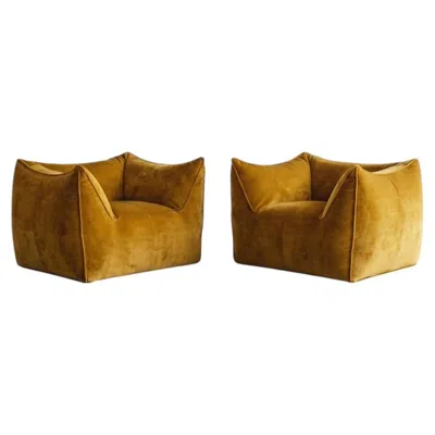Pre-owned B & B Italia Mario Bellini “le Bambole” Armchairs For B&b Italia, Velvet, 1971, Set Of 2 In Brown