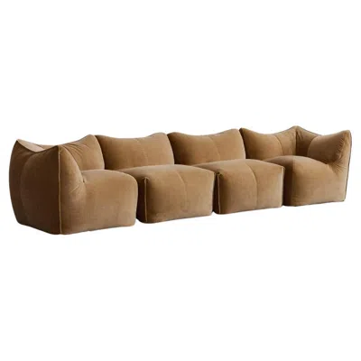 Pre-owned B & B Italia Mario Bellini “le Bambole” Sofa For B&b Italia, Camel Velvet, 1971, Set Of 4 In Brown