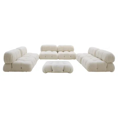 Pre-owned B & B Italia Mid Century By Mario Bellini Italian Camaleonda White Bouclé Fabric Modular Sofa