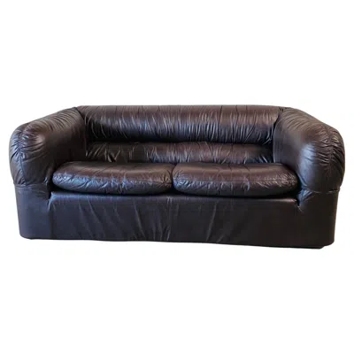 Pre-owned B & B Italia Mid-century Brown Leather Two-seater Sofa, Italy 1970