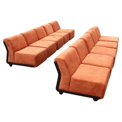 Pre-owned B & B Italia Mid-century Modern Amanta 24 Armchair Modular Sofa Mario Bellini B&b Italia 1970 In Orange