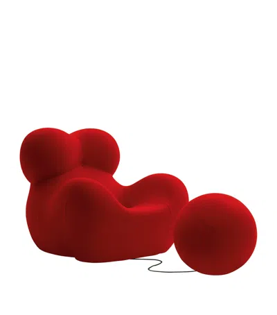 B & B Italia Serie Up 2000 Armchair And Footstool In Red
