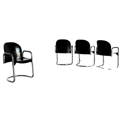 Pre-owned B & B Italia Set Of 4 Vintage 'dialogo' Chairs By Afra And Tobia Scarpa For B&b Italia, 1970s In Black