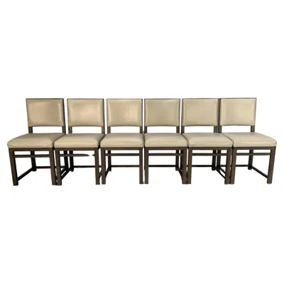 Pre-owned B & B Italia Suite Of 6 B&b Italia “maxalto Simplice” Dining Chairs In Oak & Leather In Sand