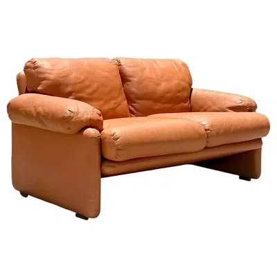 Pre-owned B & B Italia Vintage Boho Tobia Scarpa For B&b Italian Leather “coronado” Loveseat In Brown