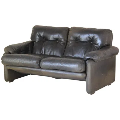 Pre-owned B & B Italia Vintage Leather Sofa By B&b Italia By Afra & Tobia Scarpa Designers In Gray