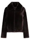 B&w Plush Brown Lamb Fur Coat In Brown