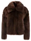 B&w Brown Shearling Coat With Classic Collar And Long Sleeves In Brown
