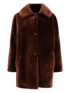 B&w Button-fastening Collar Coat In Brown
