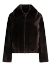B&w Plush Brown Lamb Fur Coat In Brown