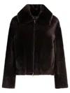 B&w Plush Brown Lamb Fur Coat In Brown