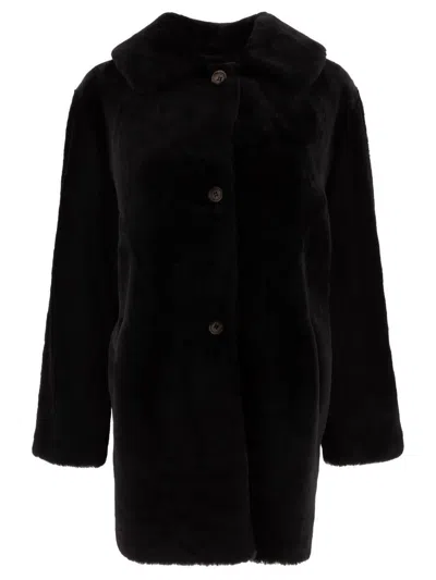 B&w Reversibile Shearling Coat