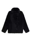 B&w Shearling Button Coat In Blue