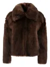 B&w Brown Shearling Coat With Classic Collar And Long Sleeves In Brown