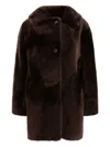 B&w Reversibile Shearling Coat In Brown