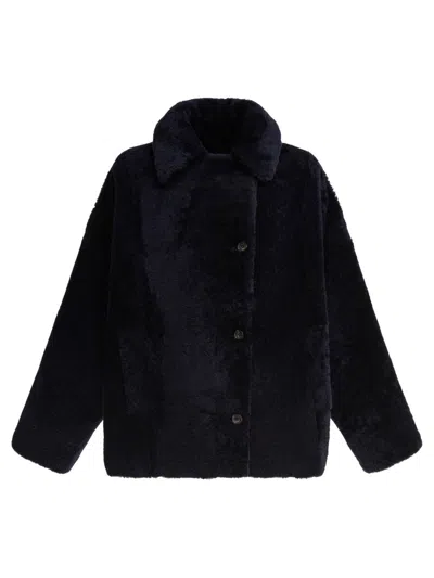 B&w Textured Black Lamb Coat