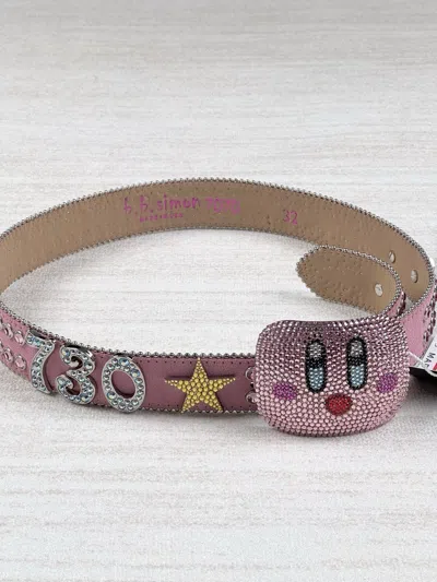 Pre-owned B B Simon B.b. Simon X 730 Carlina Baby Pink Crystal-embellished Belt