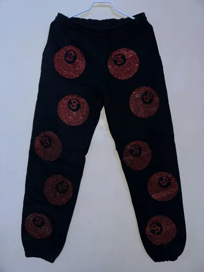Pre-owned B B Simon Rhinestone All Over 8ball Sweatpants In Black