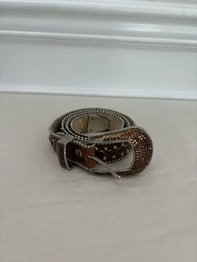 Pre-owned B B Simon B. B. Simon Studded Leather Belt Brown