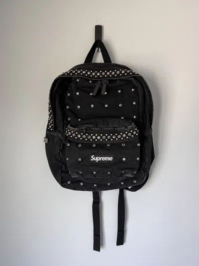 Pre-owned B B Simon X Supreme B.b. Simon Studded Denim Backpack In Black