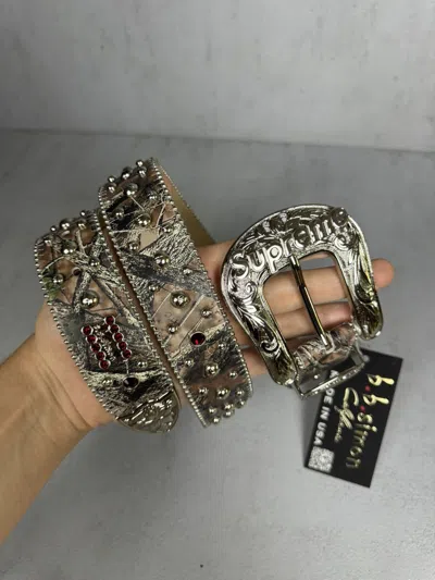 Pre-owned B B Simon X Supreme B.b. Simon Studded Ranger Belt Truetimber Camo - L