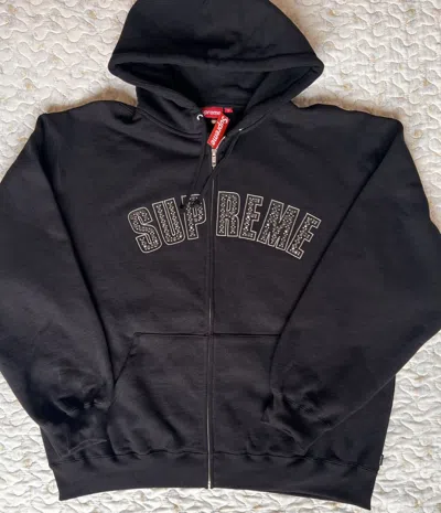 Pre-owned B B Simon X Supreme B.b. Simon Zip Up Hooded Sweatshirt Black Stone