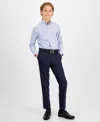 B By Brooks Brothers Big Boys Classic-fit Solid Long-sleeve Dress Shirt In Blue