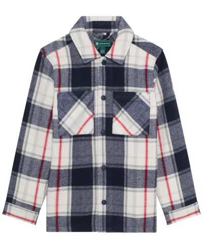 B By Brooks Brothers Kids' Big Boys Plaid Long Sleeve Shacket In Blue