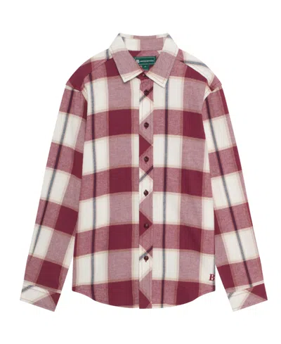 B By Brooks Brothers Kids' Big Boys Plaid Long Sleeve Shirt In Burgundy