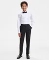 B By Brooks Brothers Big Boys Solid Tuxedo Straight-leg Pants In Black