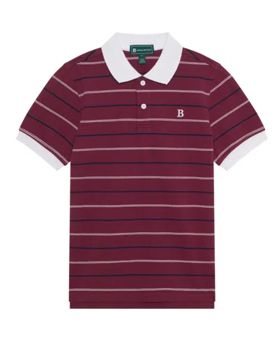 B By Brooks Brothers Kids' Big Boys Striped Short Sleeve Polo Shirt In Burgundy