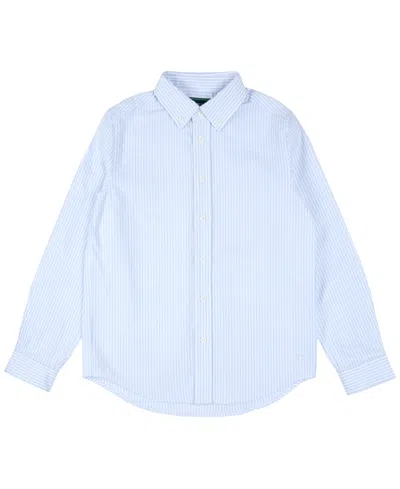 B By Brooks Brothers Kids' Big Boys Striped Woven Long Sleeve Oxford Shirt In Blue