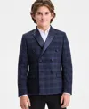 B By Brooks Brothers Boys 8-20 Navy Tartan Tuxedo Jacket In Multi