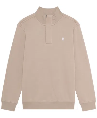 B By Brooks Brothers Kids' Boys 8-20 Quarter Zip Ribbed Collar Sweatshirt In Sand