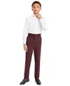 B By Brooks Brothers Big Boys Classic Stretch Dress Pants In Burgundy