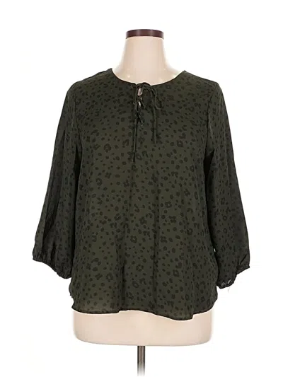 Pre-owned B Collection By Bobeau 3/4 Sleeve Blouse In Green
