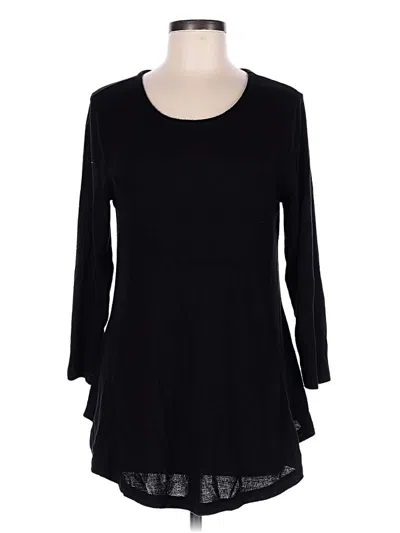 Pre-owned B Collection By Bobeau 3/4 Sleeve Top Black Boatneck Tops