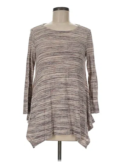 Pre-owned B Collection By Bobeau 3/4 Sleeve Top Gray Boatneck Tops