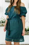 B Collection By Bobeau Diem Off-the-shoulder Dress In Blue