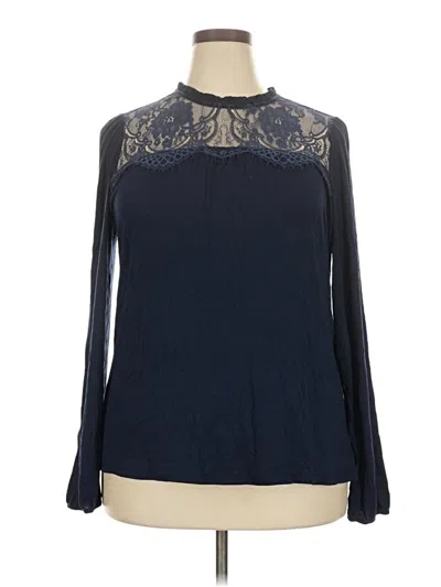 Pre-owned B Collection By Bobeau Long Sleeve Blouse In Blue
