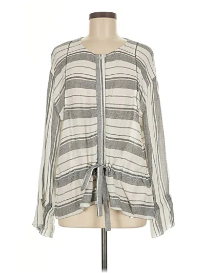 Pre-owned B Collection By Bobeau Long Sleeve Blouse In Gray