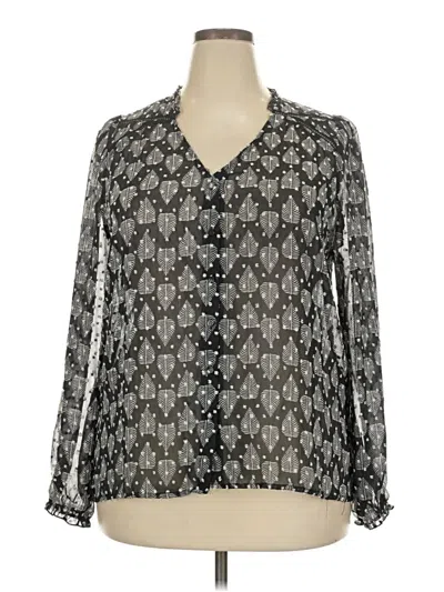 Pre-owned B Collection By Bobeau Long Sleeve Blouse In Gray