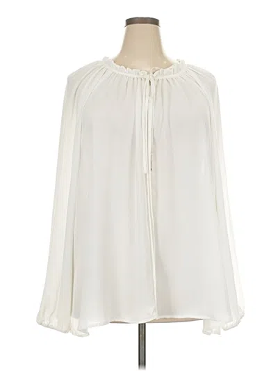 Pre-owned B Collection By Bobeau Long Sleeve Blouse In Ivory