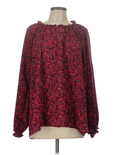 Pre-owned B Collection By Bobeau Long Sleeve Blouse In Red