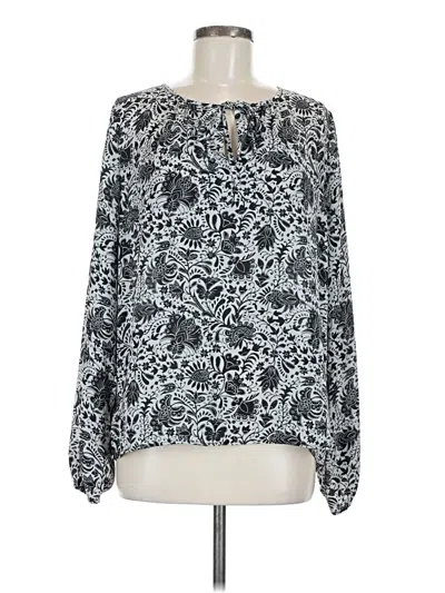 Pre-owned B Collection By Bobeau Long Sleeve Blouse In Silver